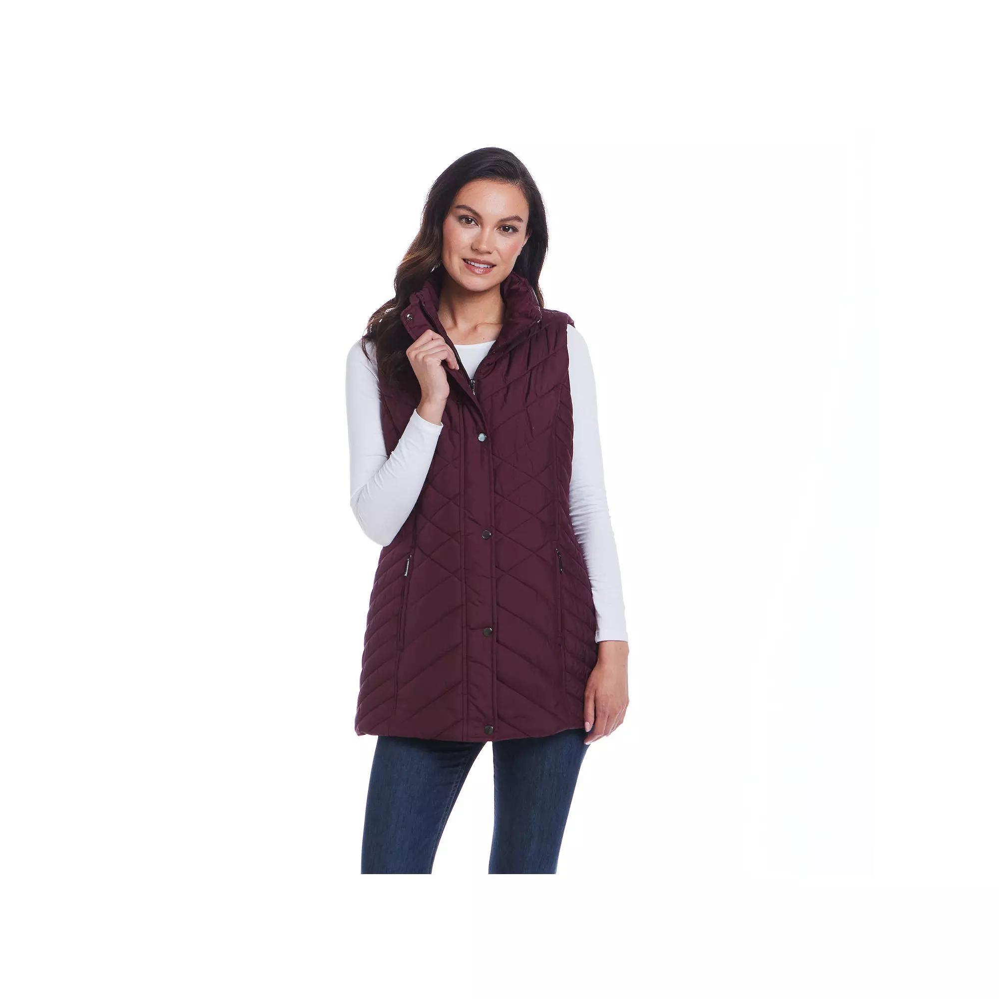 Women's Weathercast Mixed Quilted Longline Vest, Size: Large, Beechwood Product Image
