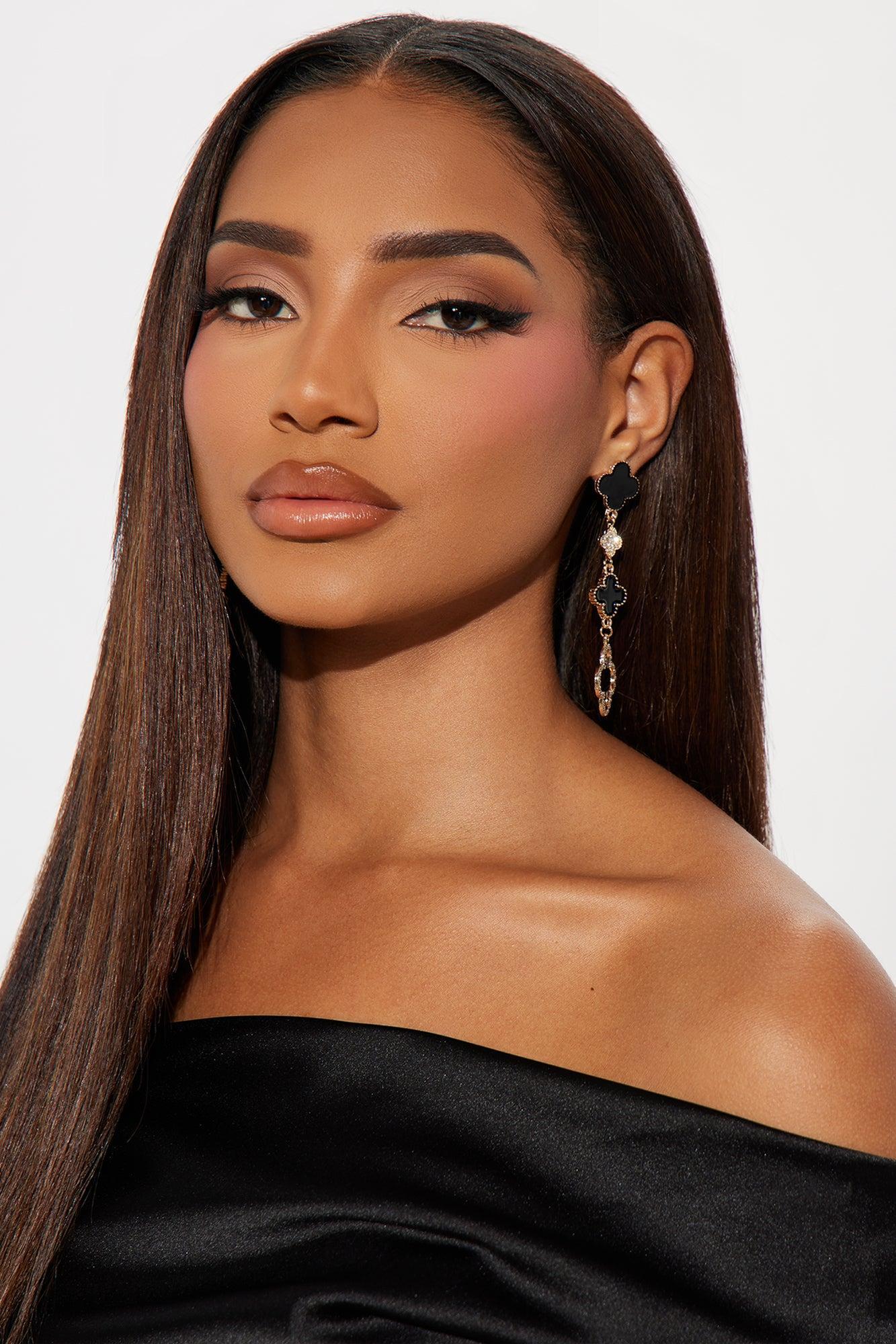 Swinging From The Ceiling Earrings - Gold/Black Product Image