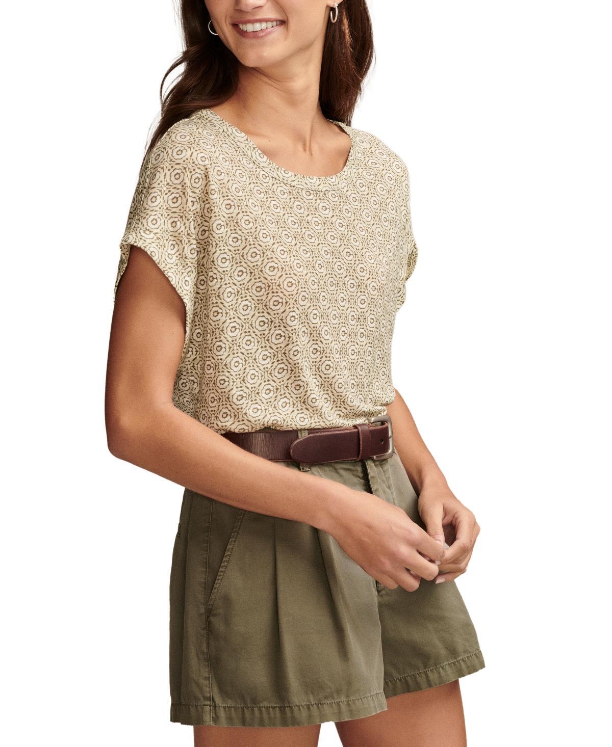 Lucky Brand Short Sleeve Sandwash Dolman Tee (Shell ) Women's Clothing Product Image