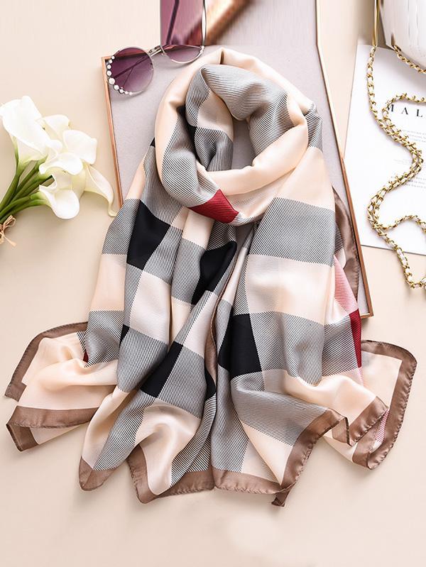 Chic Plaid Silk Imitation Shawl&Scarf Product Image