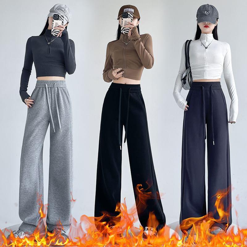 High Rise Plain Wide Leg Pants Product Image