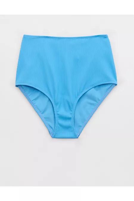 Aerie Ribbed High Waisted Full Coverage Bikini Bottom Women's Product Image