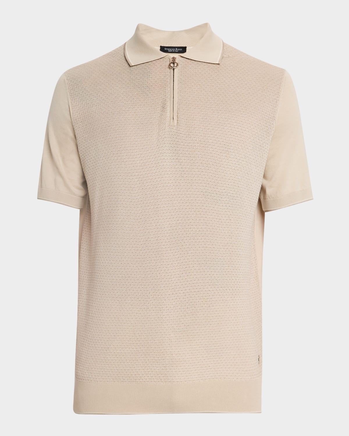Mens Short-Sleeve Quarter-Zip Polo Sweater Product Image