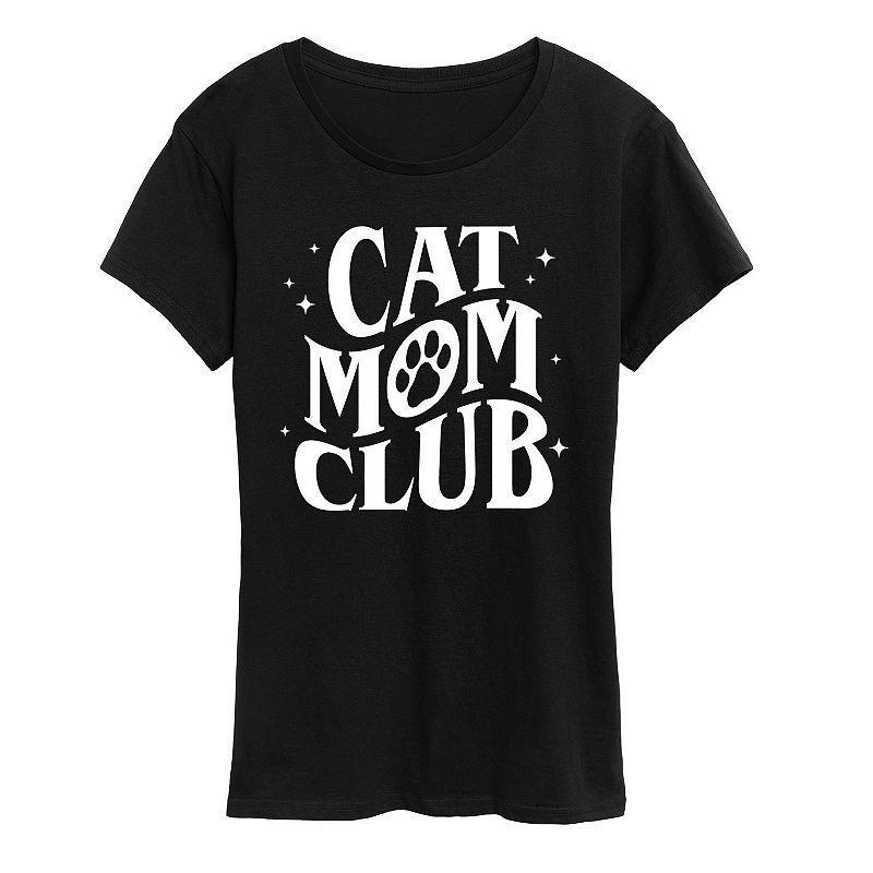 Womens Cat Mom Club Graphic Tee, Girls Grey Blue Product Image