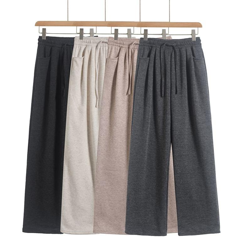High Rise Plain Wide Leg Pants Product Image