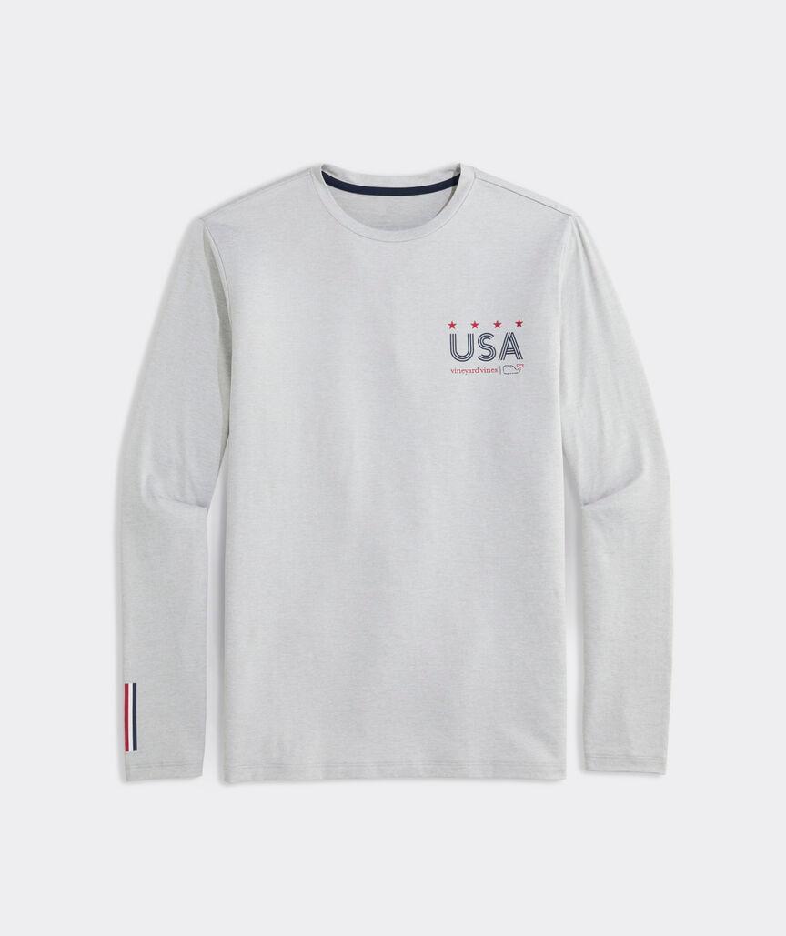 USA Flag Long-Sleeve Harbor Performance Tee Product Image