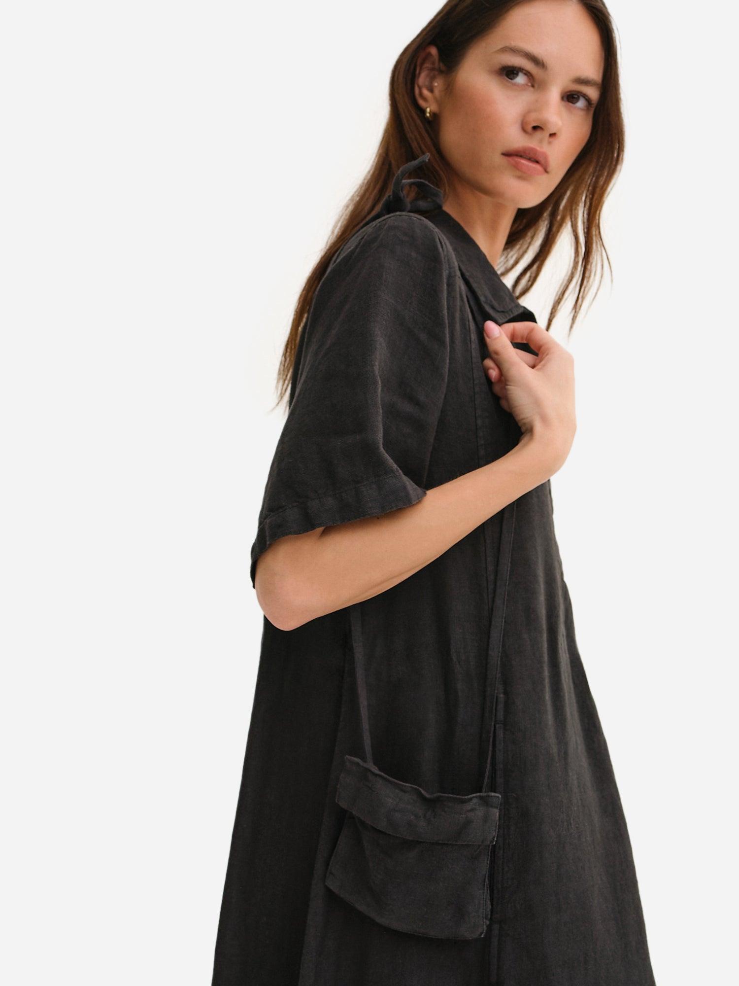 Organic Linen Belt Maxi Dress Female Product Image