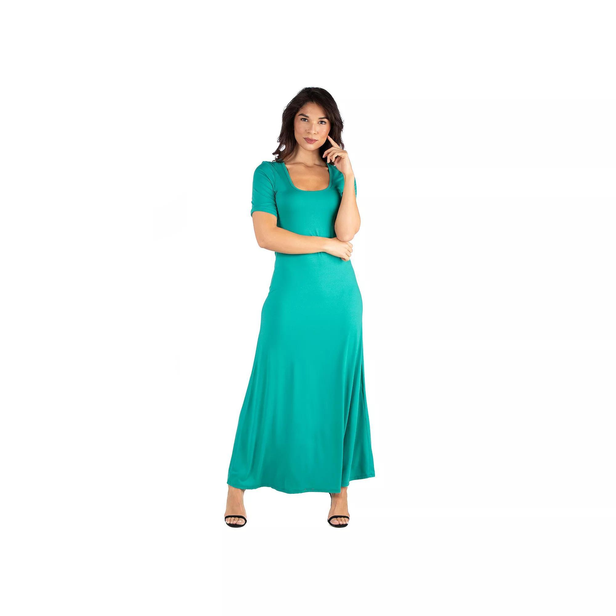Women's 24seven Comfort Apparel Scoopneck Maxi Dress, Size: Large, Green Product Image