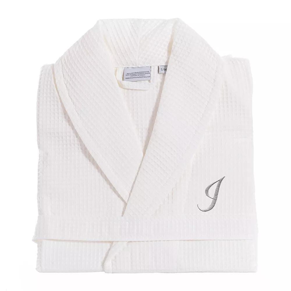 Linum Home Textiles Turkish Cotton Personalized Waffle Weave Bathrobe, Women's, Size: Small/Medium, White Gray J Product Image