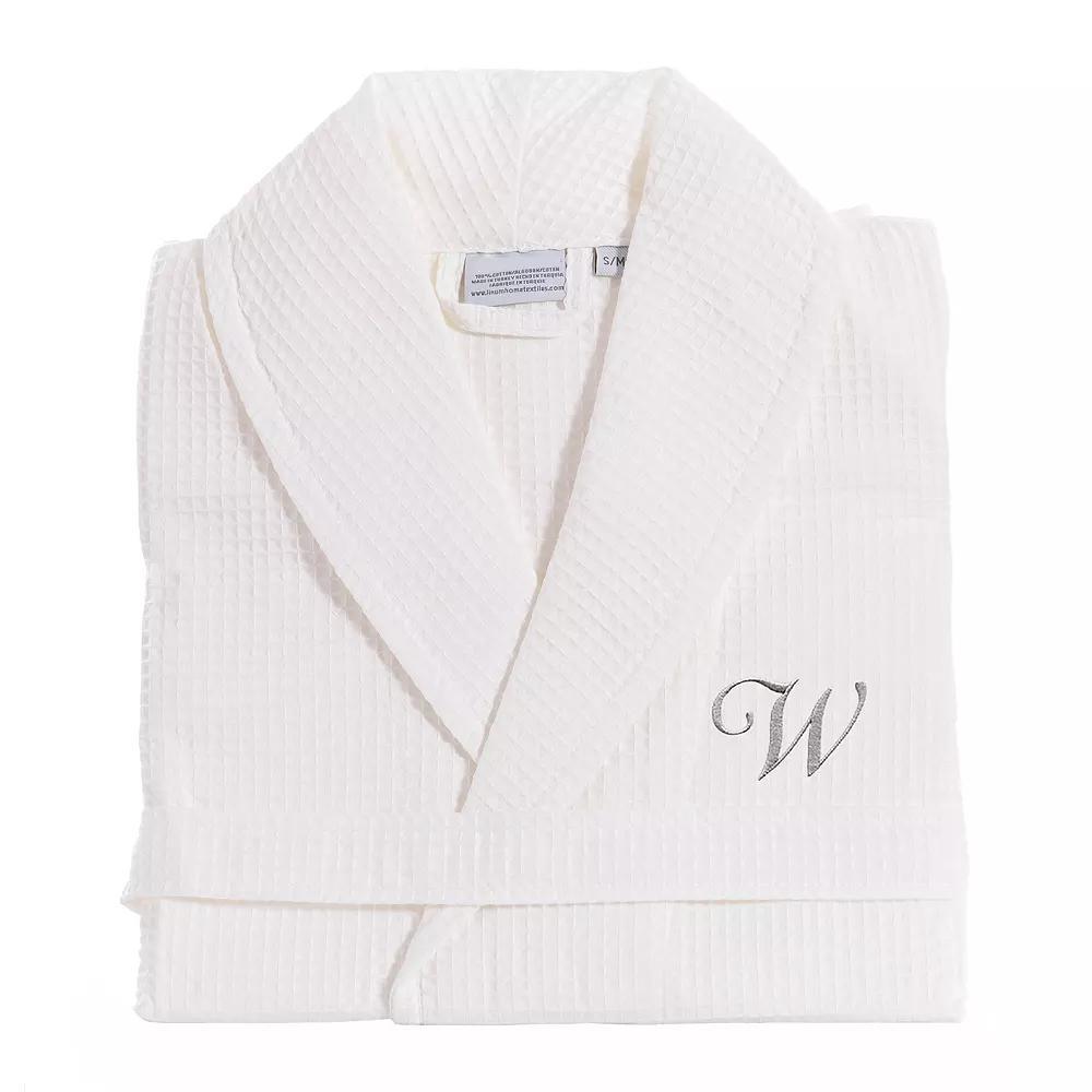 Linum Home Textiles Turkish Cotton Personalized Waffle Weave Bathrobe, Women's, Size: Small/Medium, White Gray W Product Image