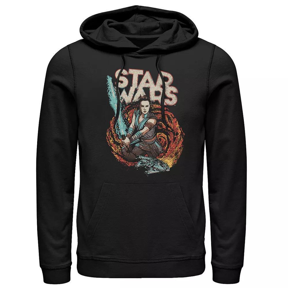Men's Star Wars The Rise of Skywalker Rey Retro Swirl Graphic Hoodie, Size: XL, Black Product Image