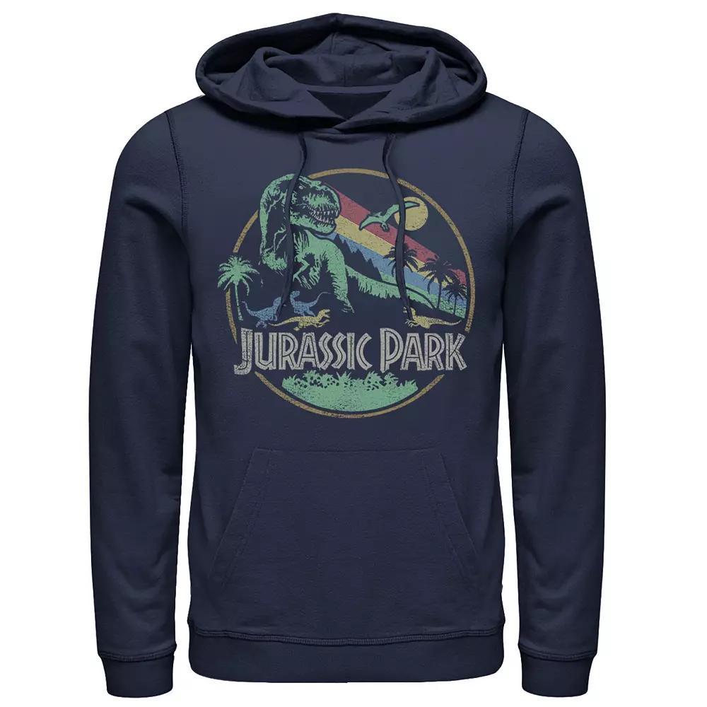 Men's Jurassic Park Retro Circle Hoodie, Size: XXL, Blue Product Image
