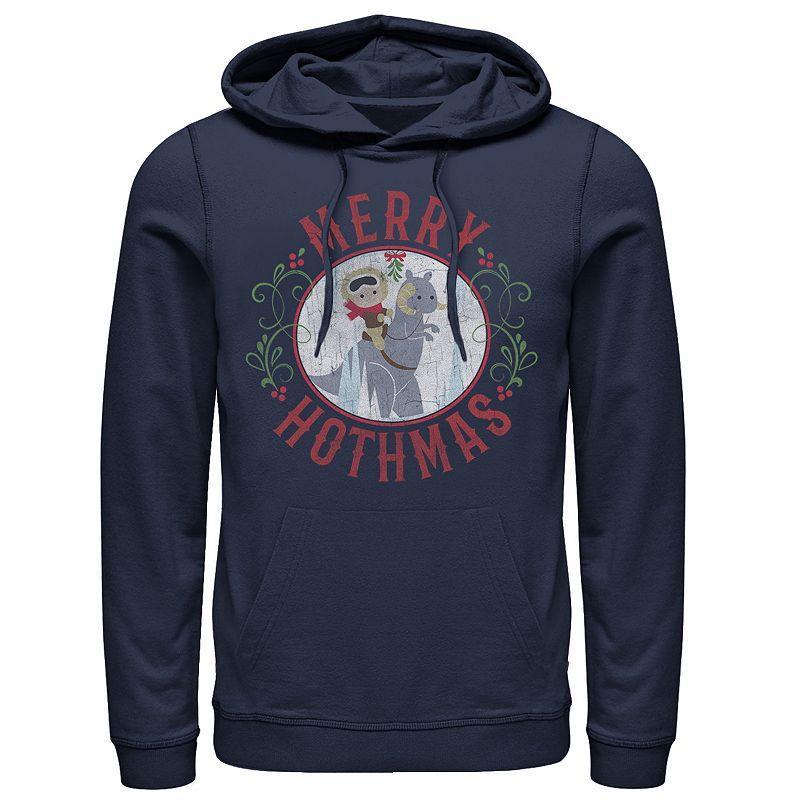 Men's Star Wars Merry Hothmas Cute Cartoon Mistletoe Circle Hoodie, Size: Small, Blue Product Image