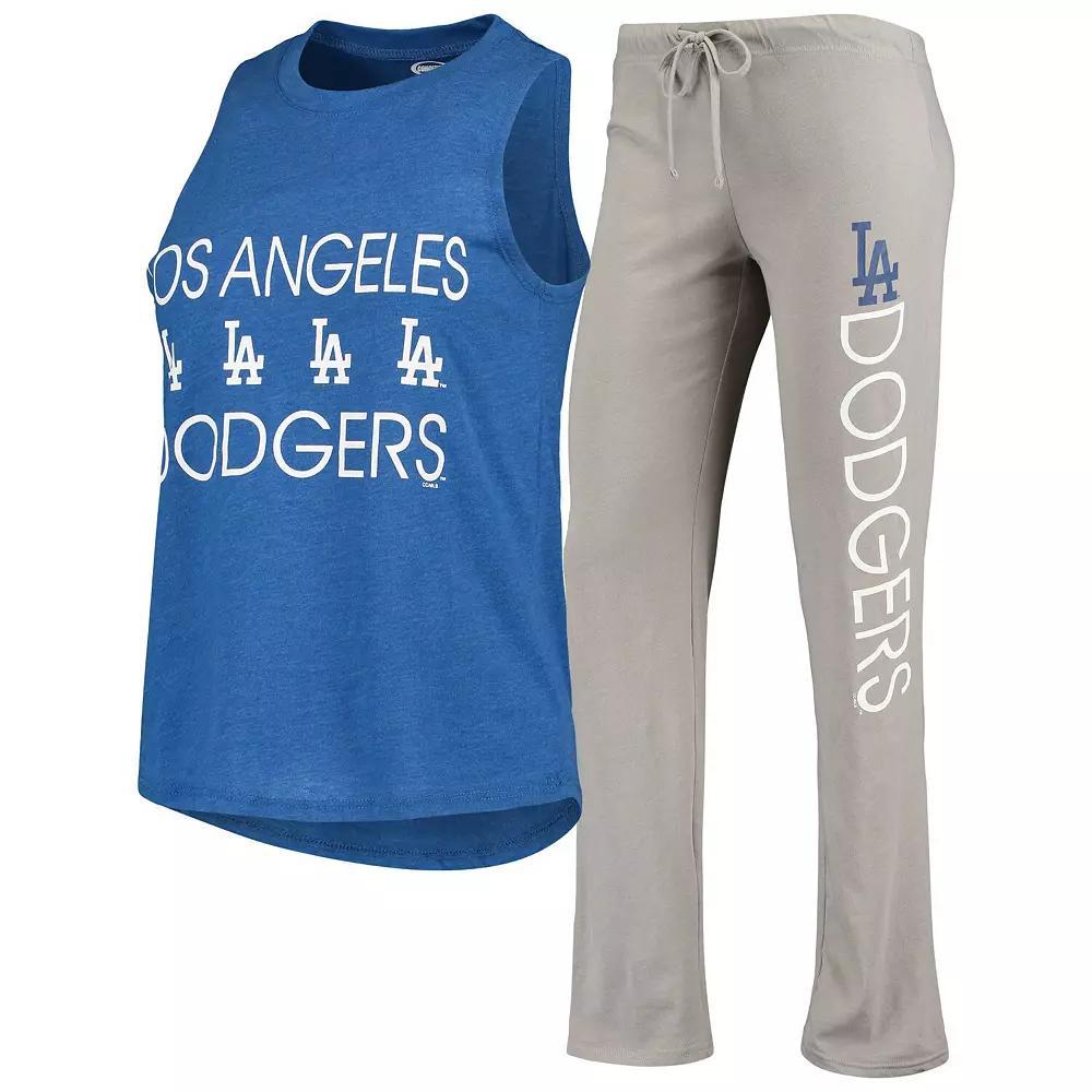 Women's Concepts Sport Gray/Royal Los Angeles Dodgers Meter Muscle Tank Top & Pants Sleep Set, Size: Large, Grey Product Image