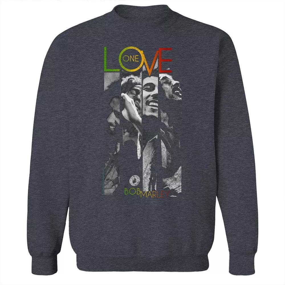 Juniors One Love Stripes Graphic Fleece Sweatshirt, Womens Dark Grey Product Image