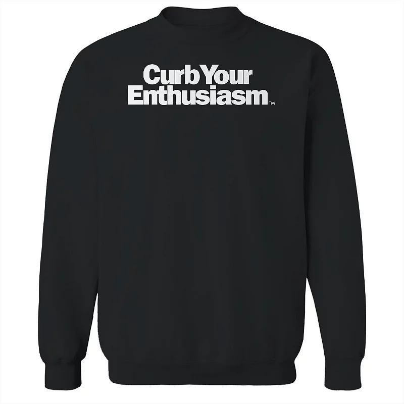 Men's Curb Your Enthusiasm Logo Curb Your Enthusiasm Graphic Fleece Crew Sweatshirt, Size: Small, Black Product Image