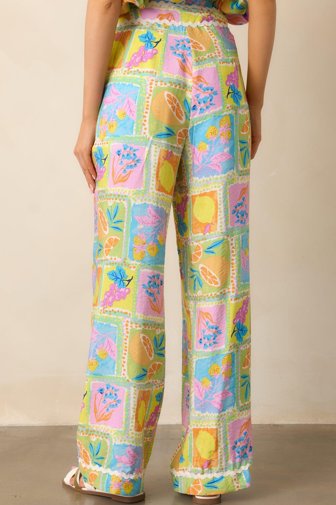 Fruitful Fun Green Tropical Print Pants Product Image