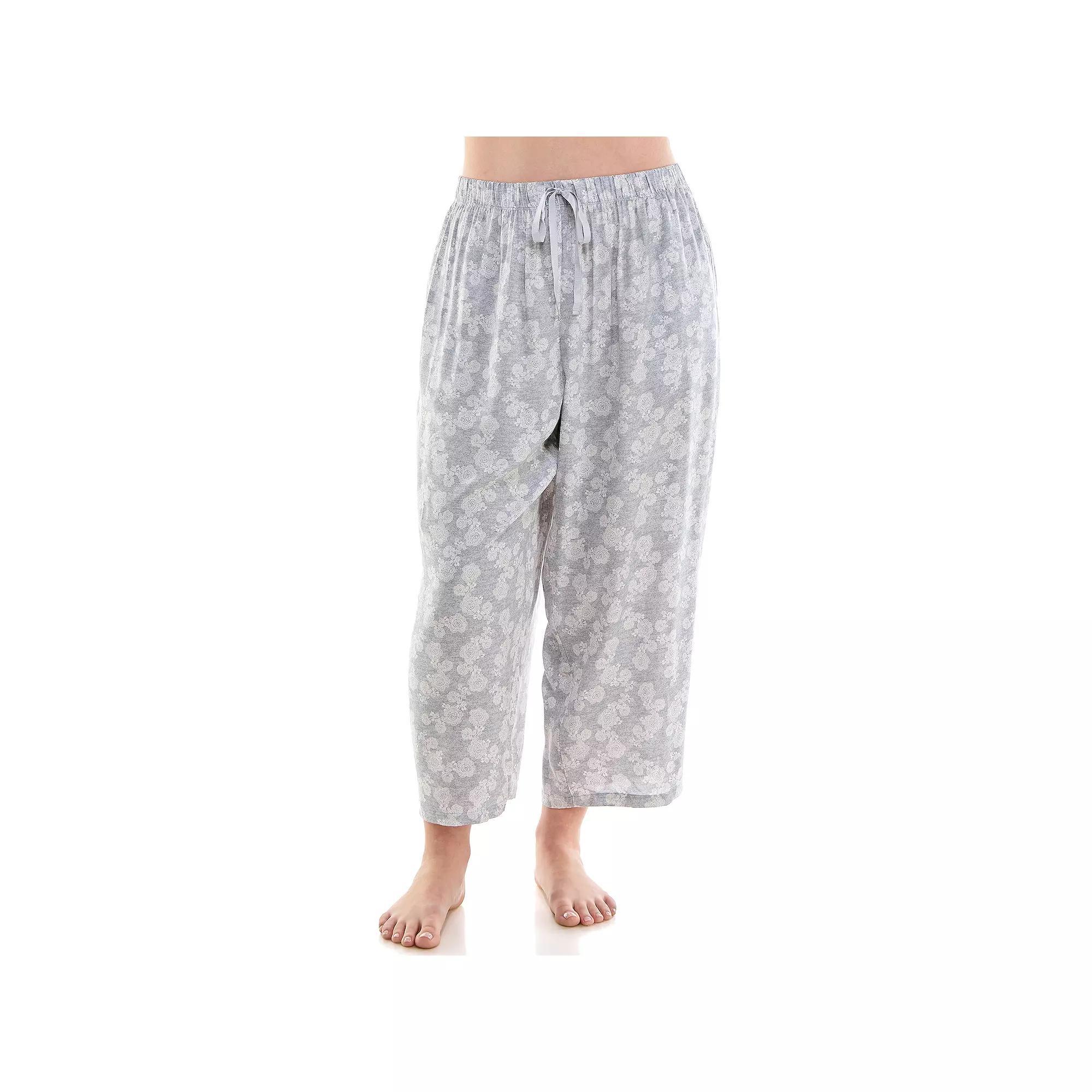 Plus Size Croft & Barrow® Woven Rayon Pajama Capri Pants, Women's, Size: 2XL, Belgian Lace Product Image
