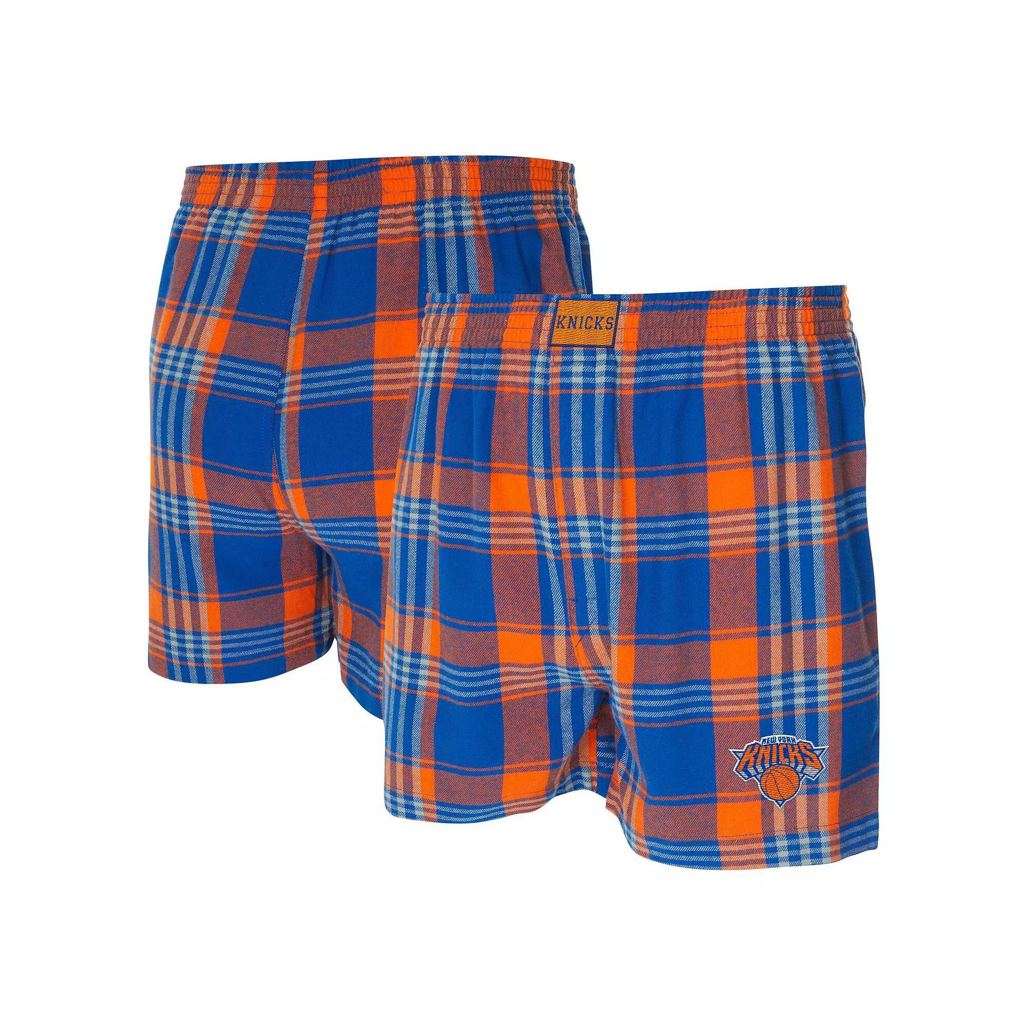 Men's Concepts Sport Blue New York Knicks Region Flannel Boxer Short, Size: Medium Product Image