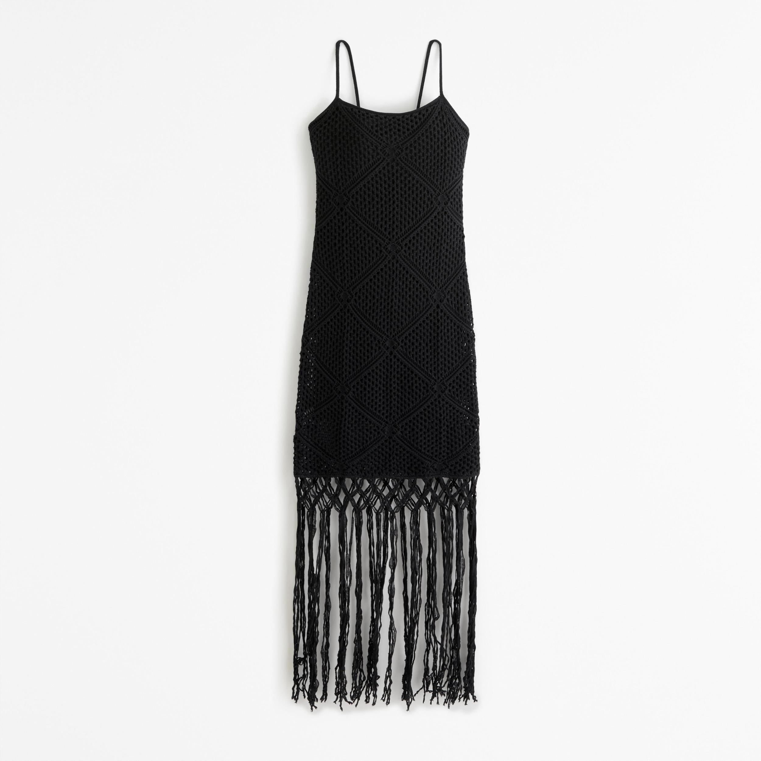 Crochet-Style Fringe Mini Dress Product Image