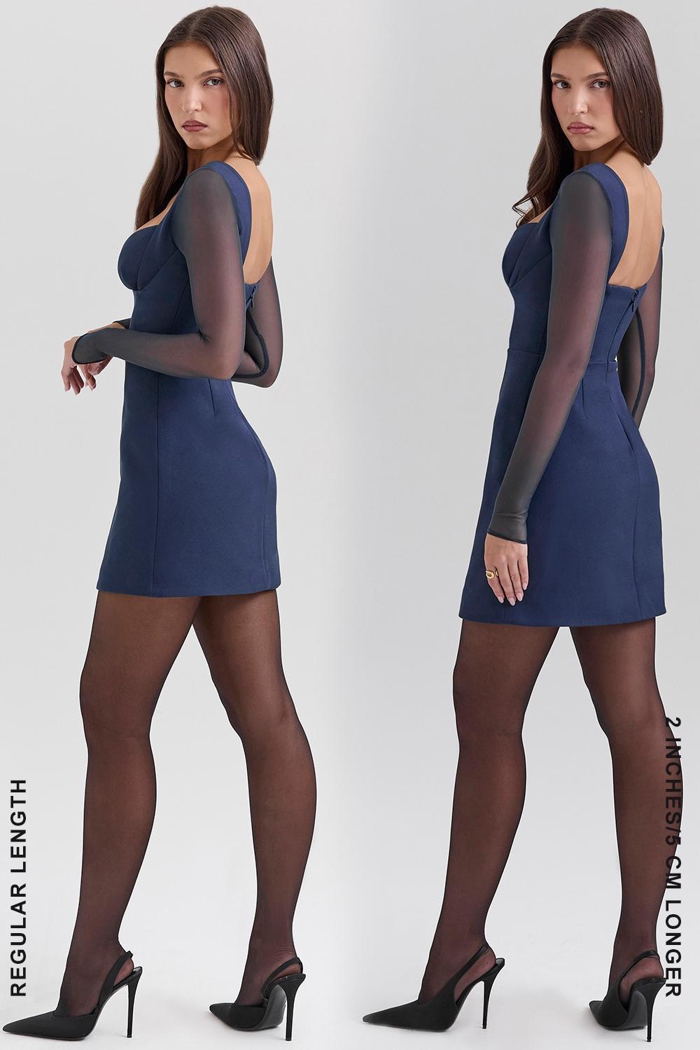 Angelie Midnight Stretch Crepe Plunge Mini Dress Product Image