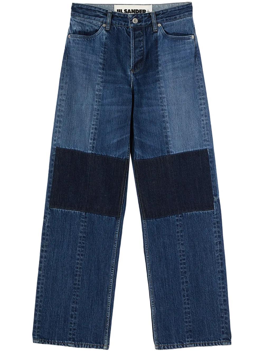 JIL SANDER Straight-leg Cotton Trousers In Blue Product Image