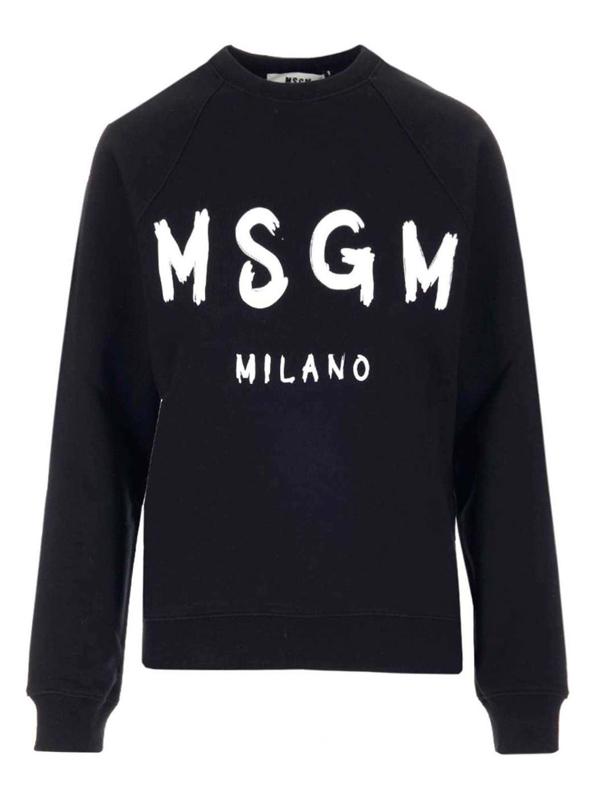 MSGM Logo Sweatshirt In Black And White Product Image