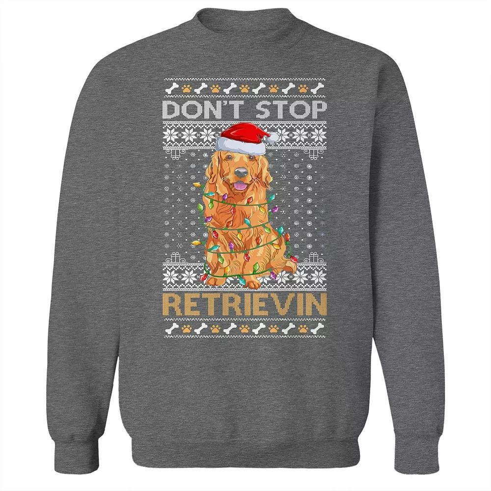 Men's Christmas Sweater Stop Retrievin Graphic Sweatshirt, Size: Medium, Grey Heather Product Image