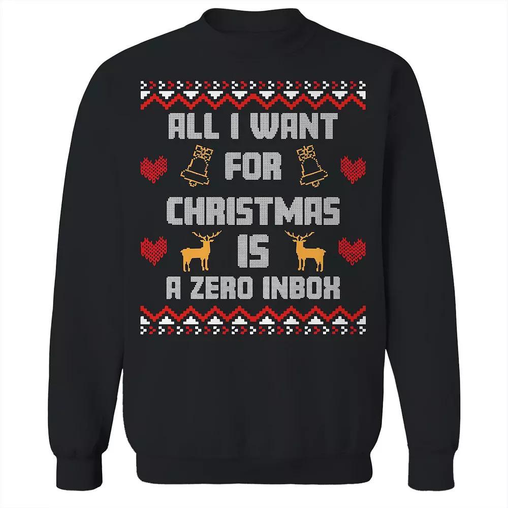 Men's Christmas Sweater Zero Inbox Graphic Sweatshirt, Size: Medium, Black Product Image