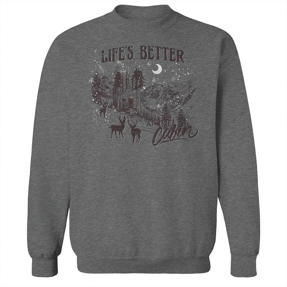 Men's Life's Better at the Cabin Fleece Sweatshirt, Women's, Size: Small, Grey Heather Product Image