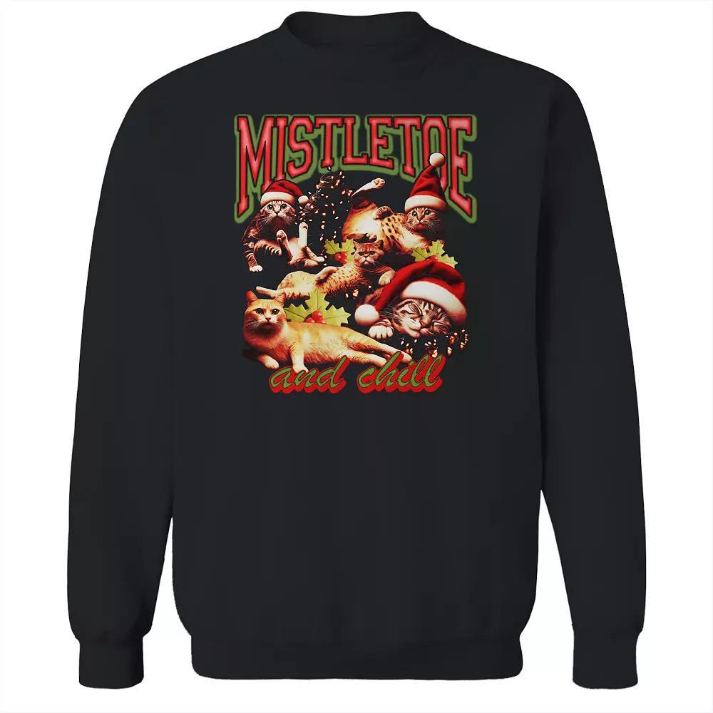 Men's COLAB89 Mistletoe and Chill Graphic Sweatshirt, Size: Medium, Black Product Image