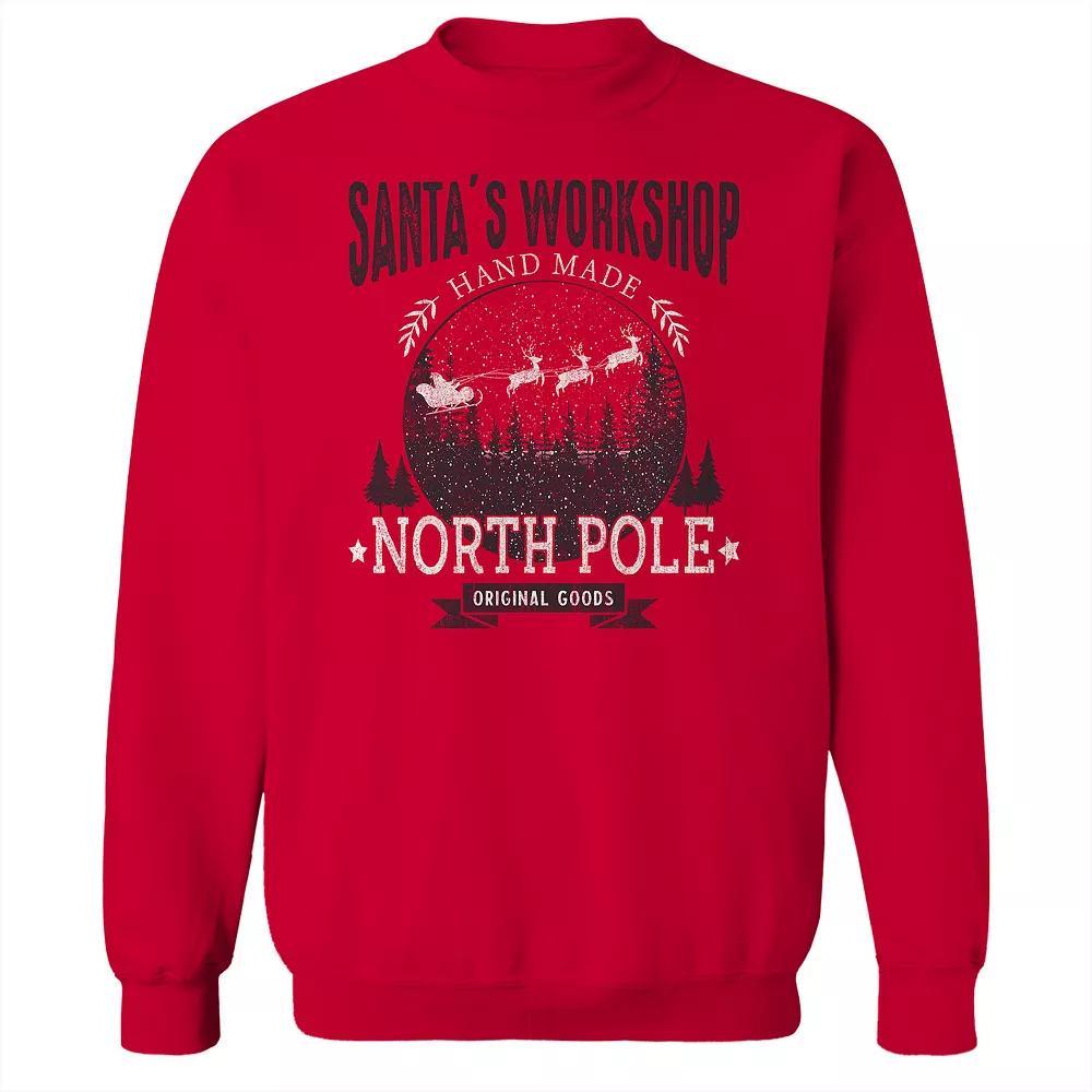 Men's Santa's Workshop Christmas Graphic Fleece Sweatshirt, Women's, Size: XXL, Red Product Image