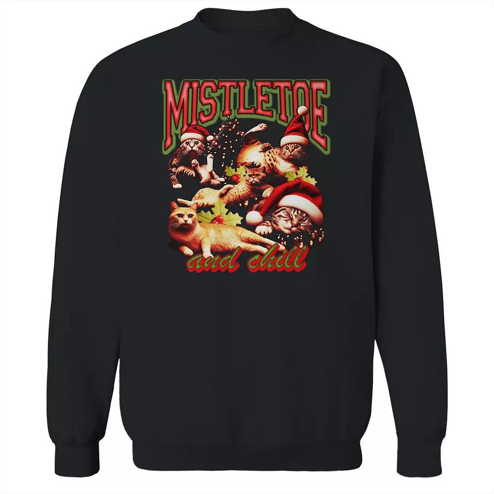 Men's COLAB89 Mistletoe and Chill Graphic Sweatshirt, Size: Medium, Black Product Image