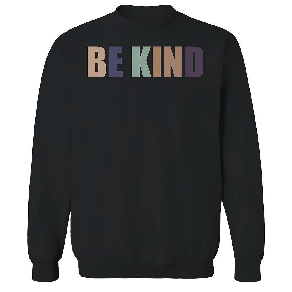 Men's Be Kind Colorful Text Graphic Fleece Sweatshirt, Size: Large, Sport Gray Product Image