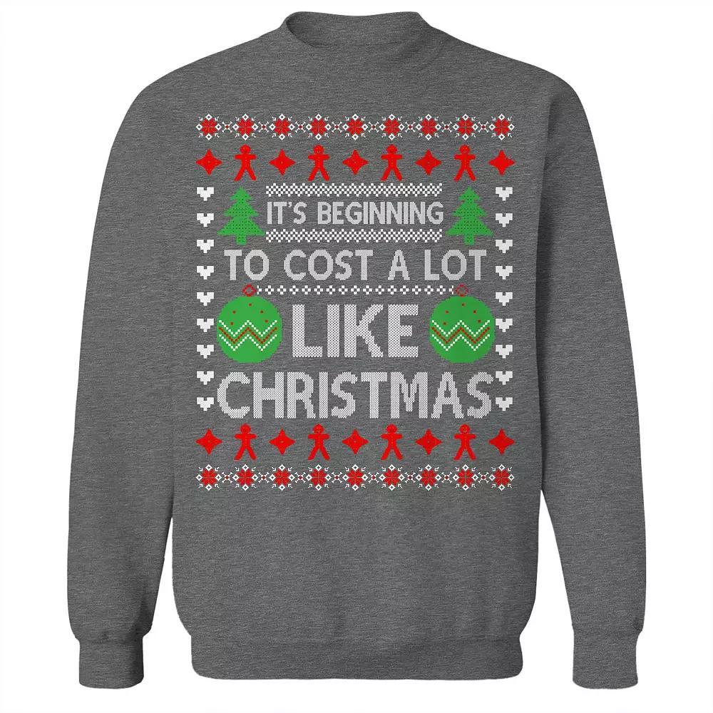 Men's Ugly Beginning Cost Christmas Graphic Sweatshirt, Size: Small, Grey Heather Product Image