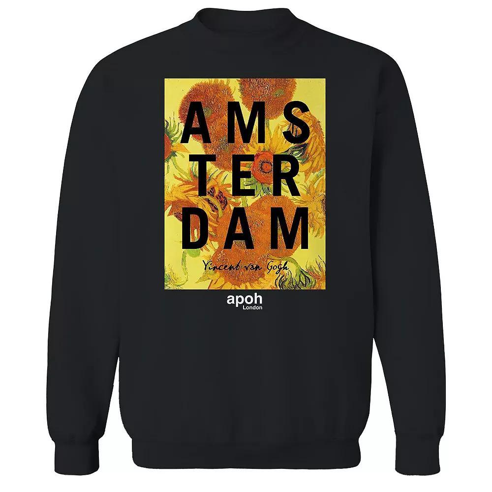 Men's apoh - Van Gogh Flowers Graphic Sweatshirt, Size: Large, Black Product Image
