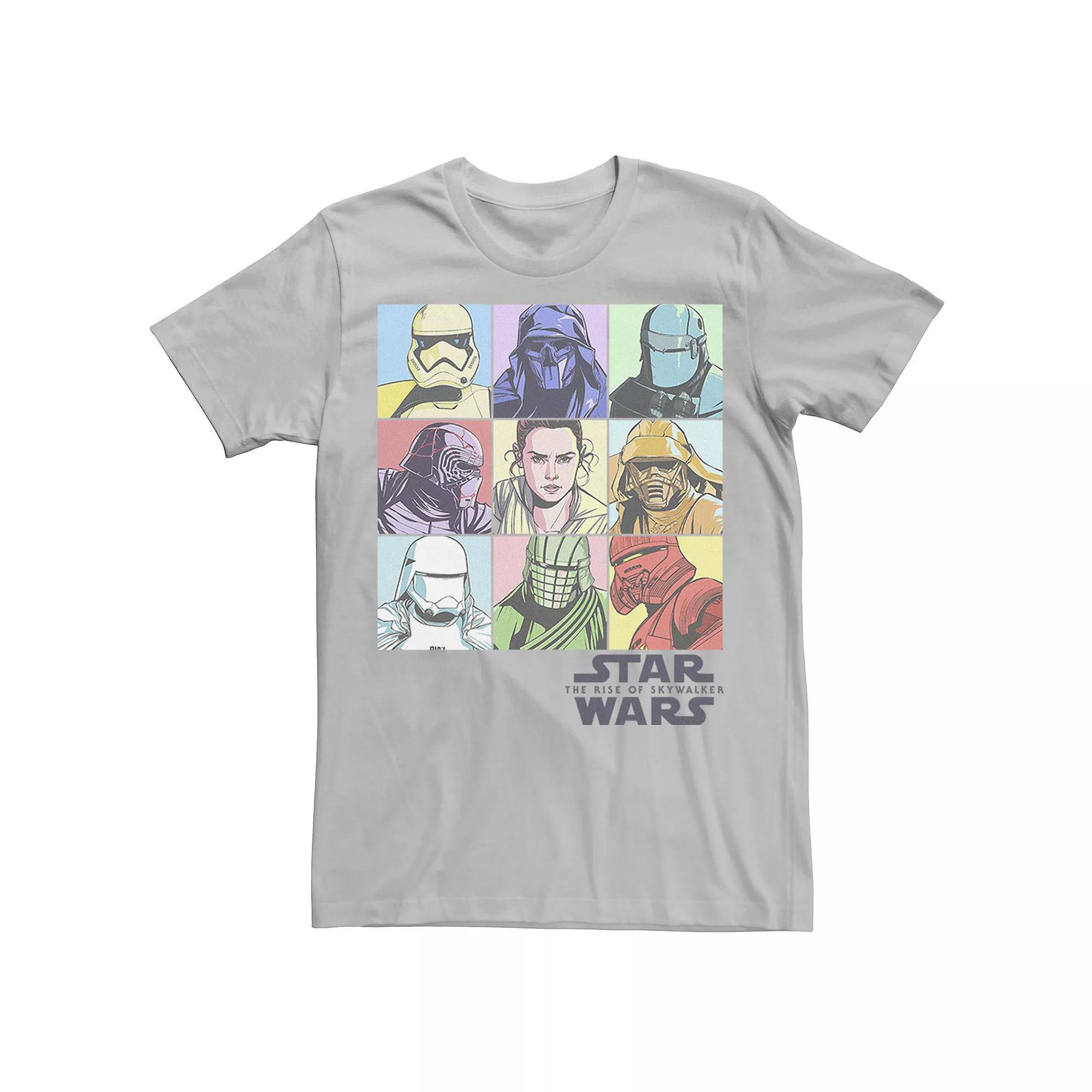 Men's Star Wars The Rise of Skywalker Pastel Character Box Tee, Size: Large, Silver Product Image