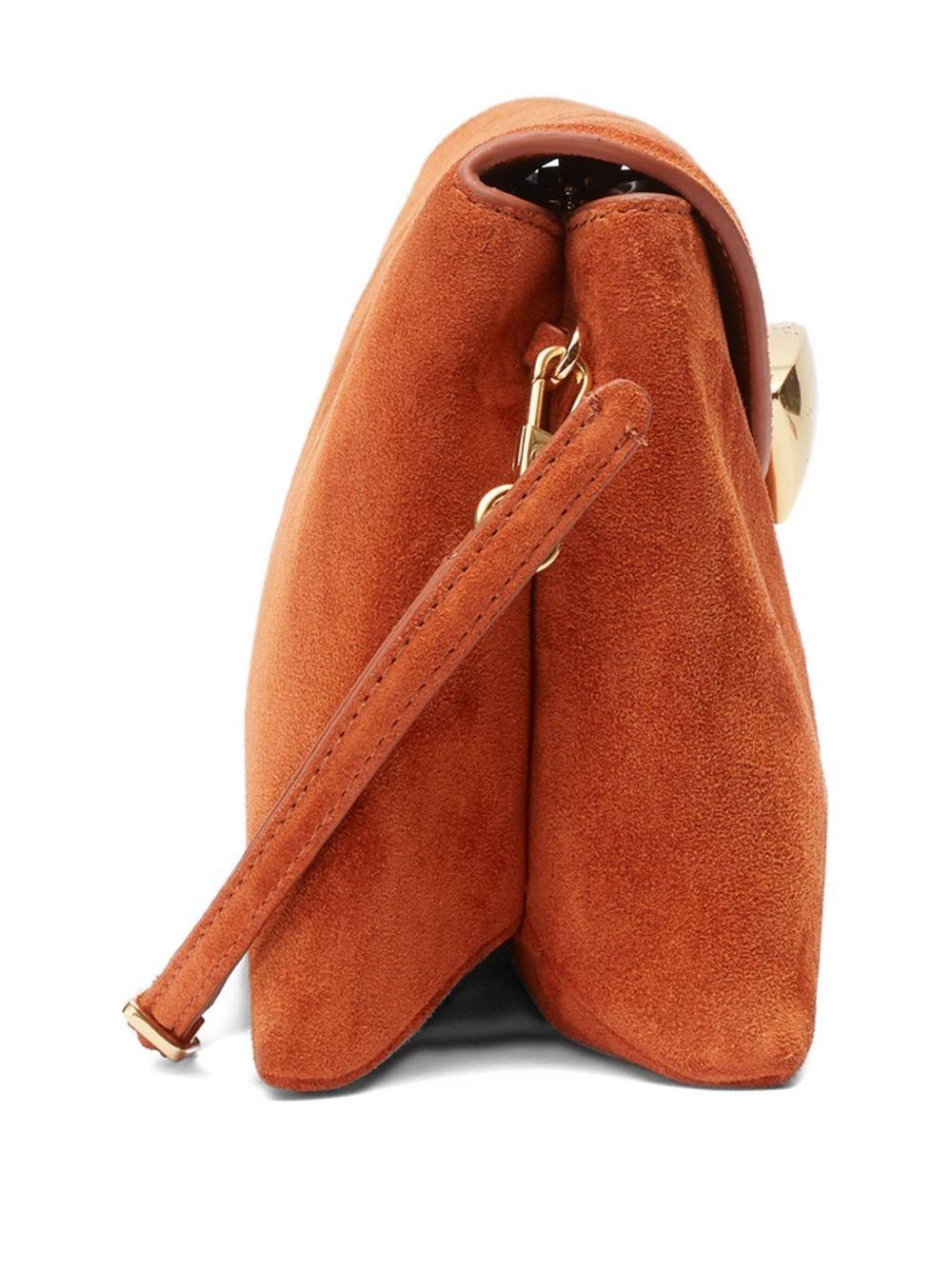 curved-flap suede clutch Product Image