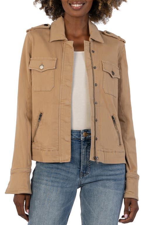 KUT from the Kloth Amanda Boxy Jacket -Frt Flaps Pockets-Frt Zipp-In (Cafe) Women's Vest Product Image