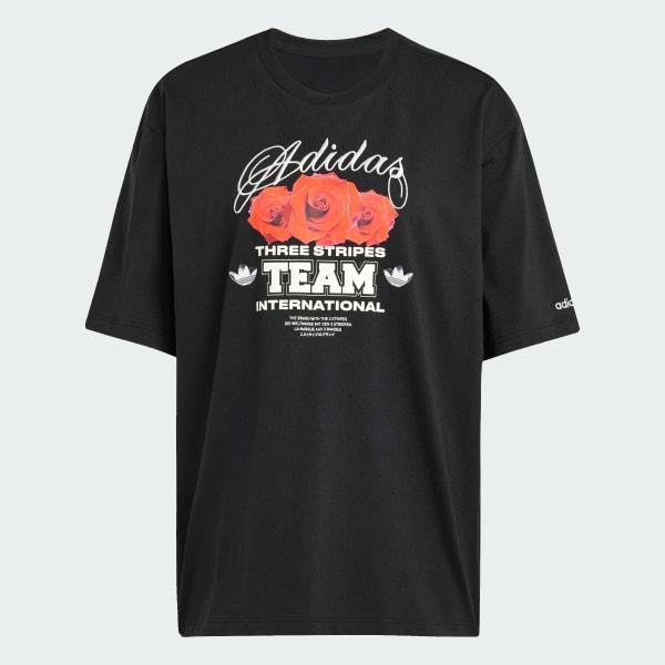 adidas Trefoil Series Flower Loose Tee Black S Womens Product Image