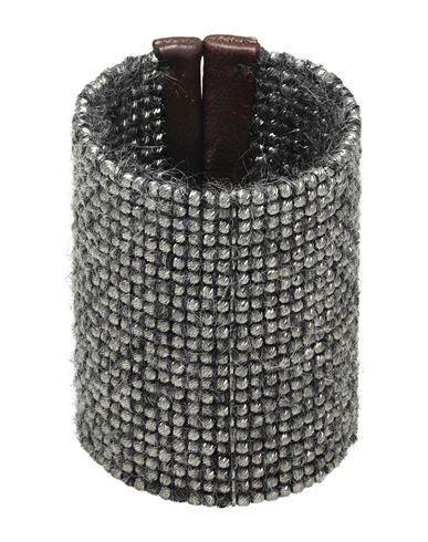 BRUNELLO CUCINELLI Woman Bracelet Grey Size M Metal, Leather, Textile Fibers Product Image