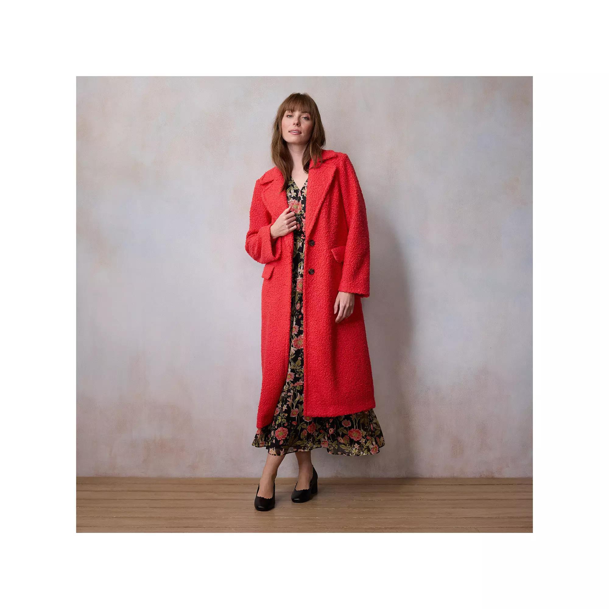 Women's LC Lauren Conrad Long Overcoat, Size: XXL, Hawaii Pink Product Image