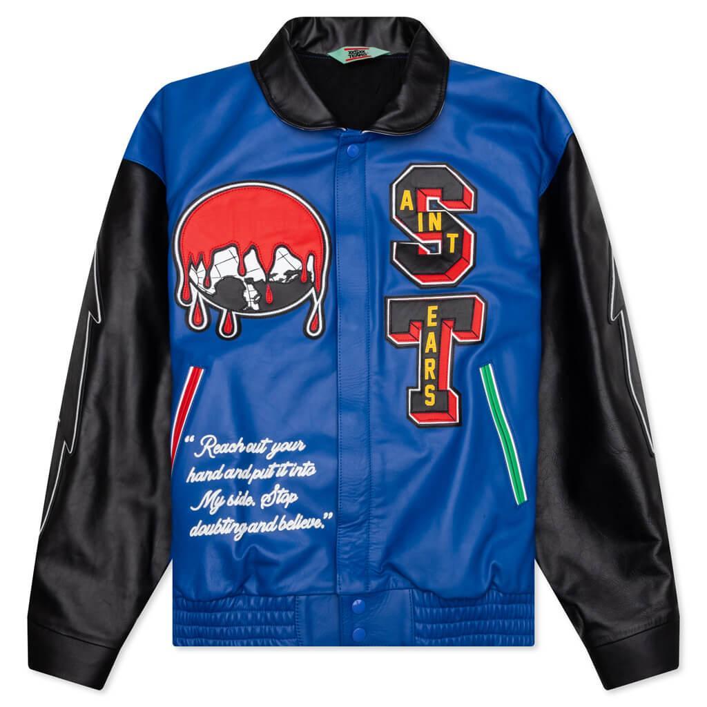 Saint Michael x Denim Tears Holy Grail Varsity Jacket - Blue Male Product Image