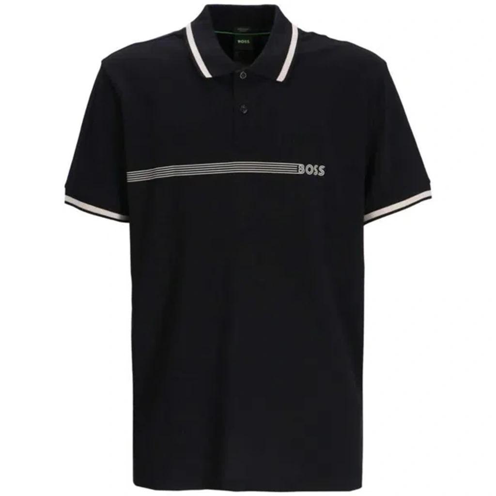 HUGO BOSS Logo-print Cotton Polo Shirt In Black Product Image