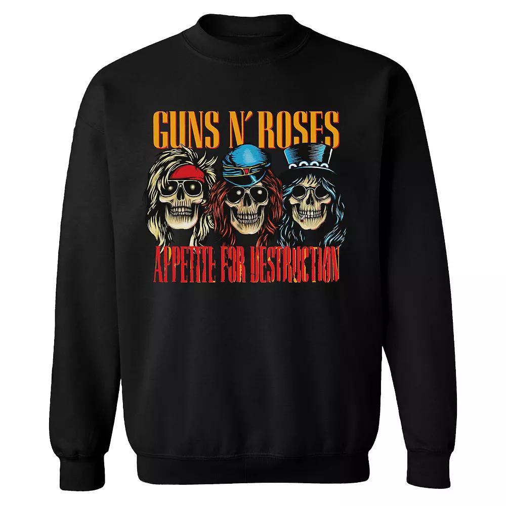 Men's Guns n' Roses Skulls Sweatshirt, Size: Large, Black Product Image