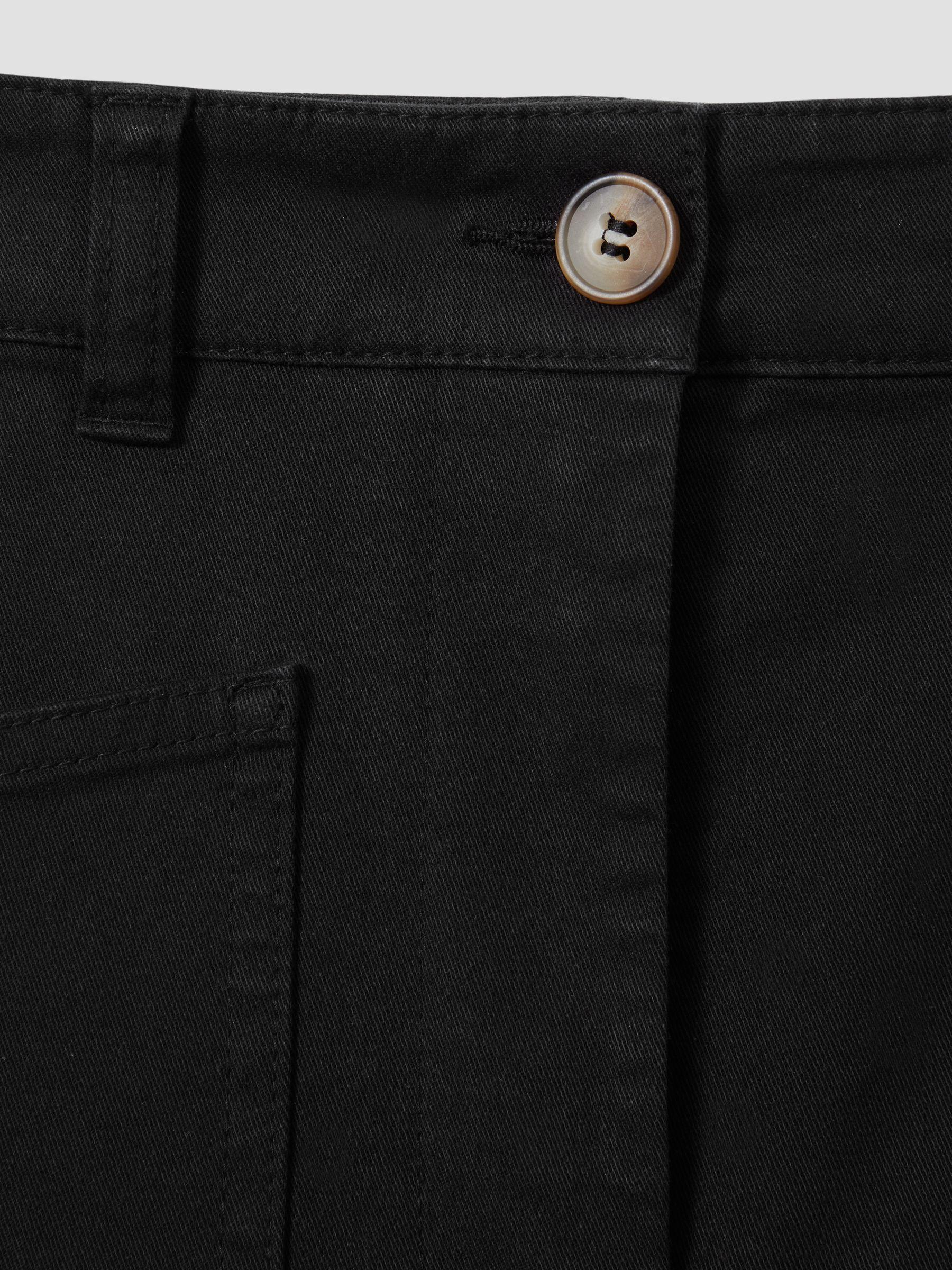 Cotton Blend Barrel Leg Trousers in Washed Black Product Image