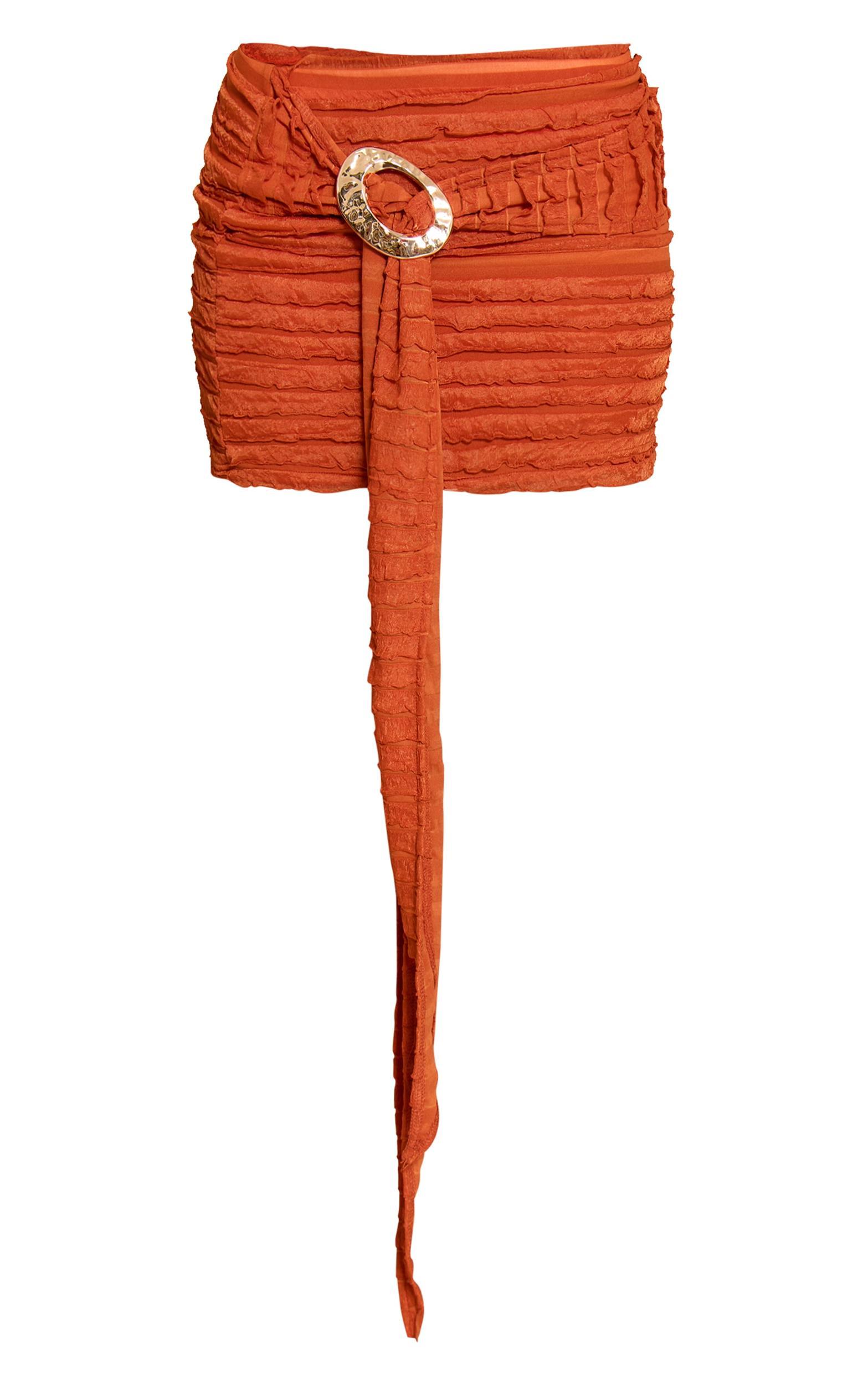 Rust Extreme Ruffle Mini Skirt Product Image