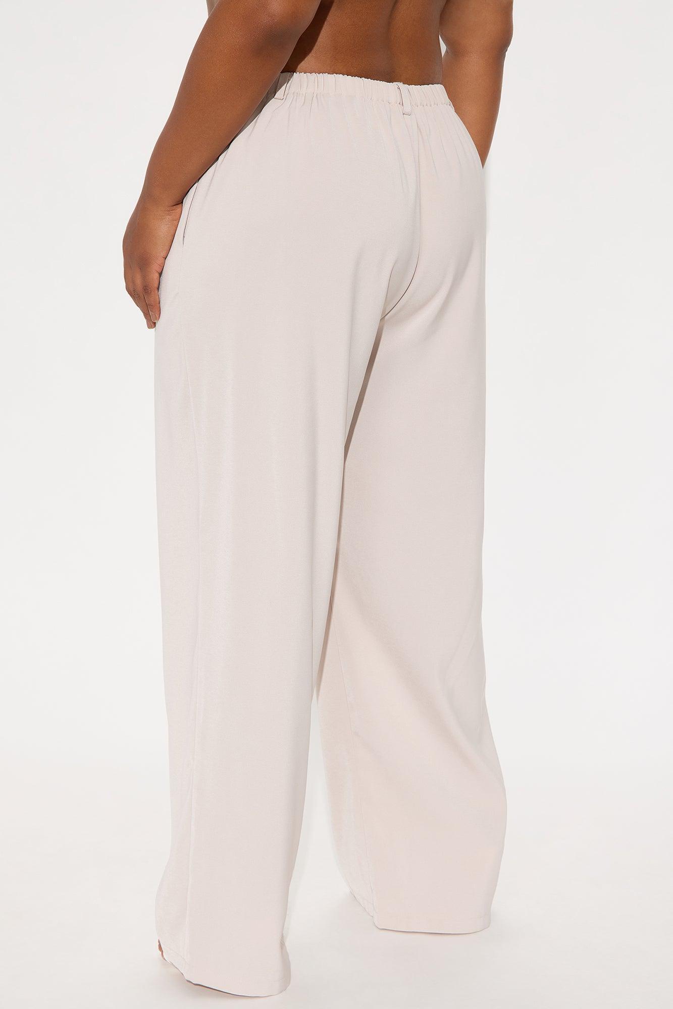 Yessica Wide Leg Twill Trouser - Taupe Product Image