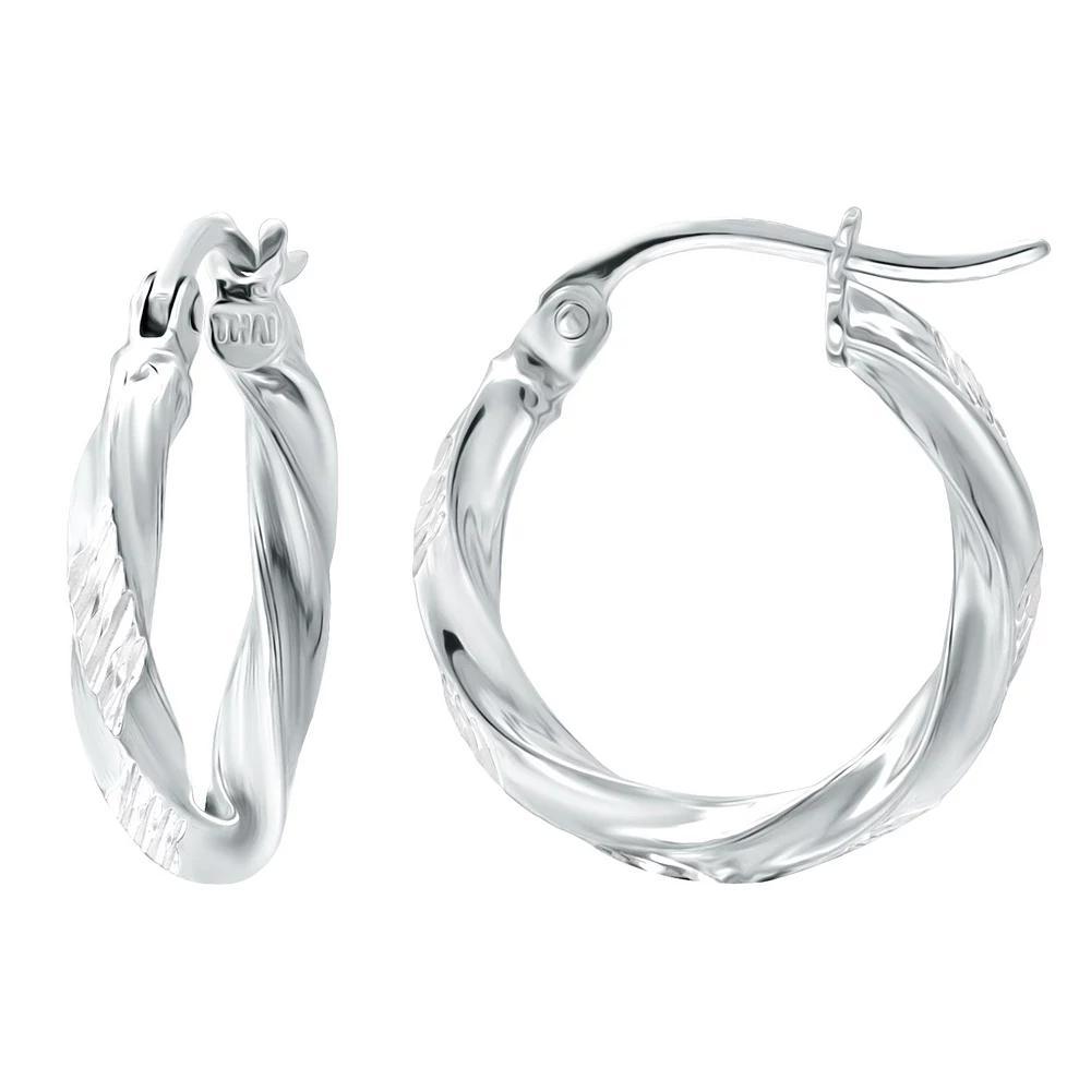 Aleure Precioso Sterling Silver Textured Twist Hoop Earrings, Women's, Size: 30MM Product Image