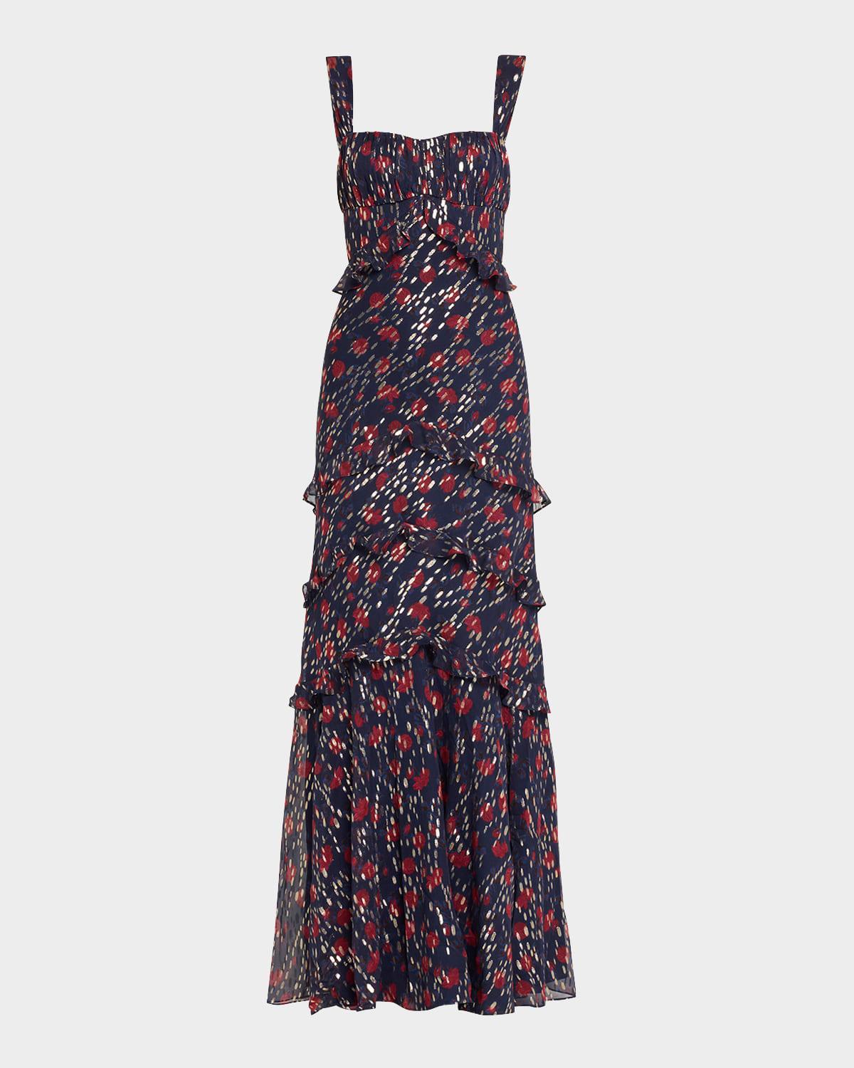 Chandra Floral Ruffled Gown Product Image